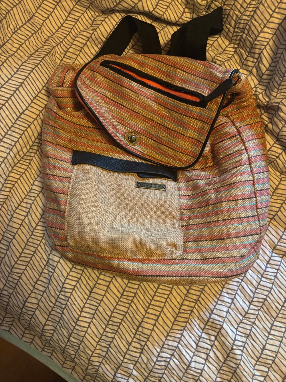 dakine backpack bag purse Striped Woven Canvas shoulder diaper bag